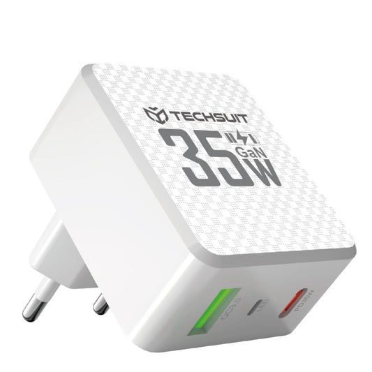 Incarcator Retea Techsuit CHPD173 Tiny, 35W, 3A, 1 x USB-A - 1 x USB-C, Alb