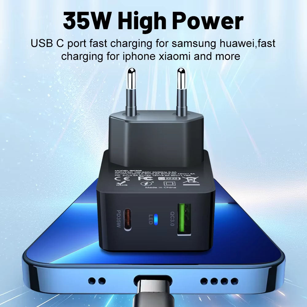 Incarcator Retea Techsuit CHPD173 Tiny, 35W, 3A, 1 x USB-A - 1 x USB-C, Alb