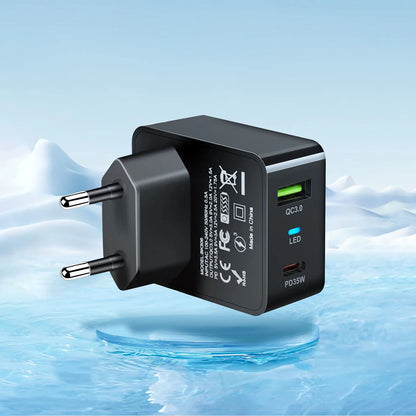 Incarcator Retea Techsuit CHPD173 Tiny, 35W, 3A, 1 x USB-A - 1 x USB-C, Negru