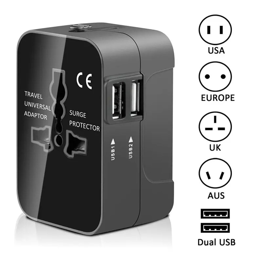 Incarcator Retea Techsuit HHT202 Travel, 10W, 2A, 2 x USB-A, Negru