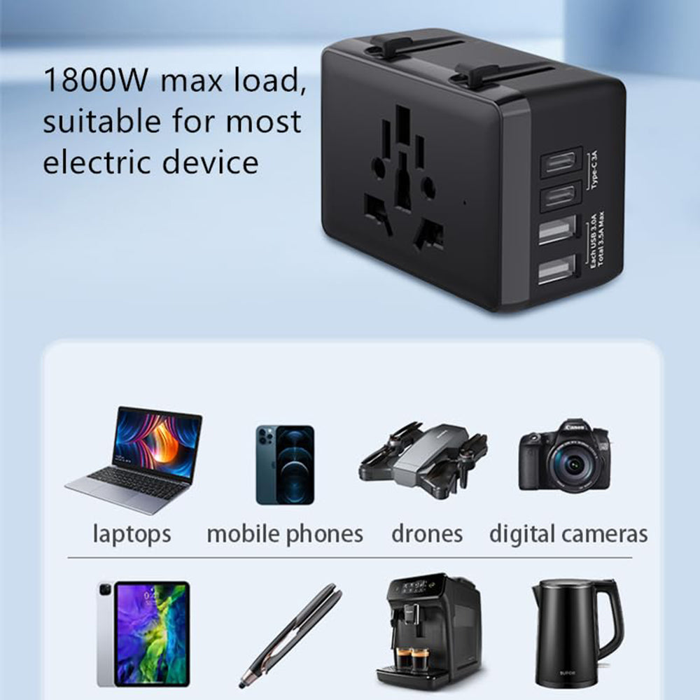 Incarcator Retea Techsuit HHt204A Travel, 15W, 3A, 2 x USB-A - 2 x USB-C, Negru