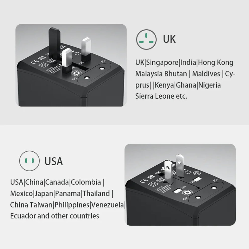 Incarcator Retea Techsuit HHt204A Travel, 15W, 3A, 2 x USB-A - 2 x USB-C, Negru