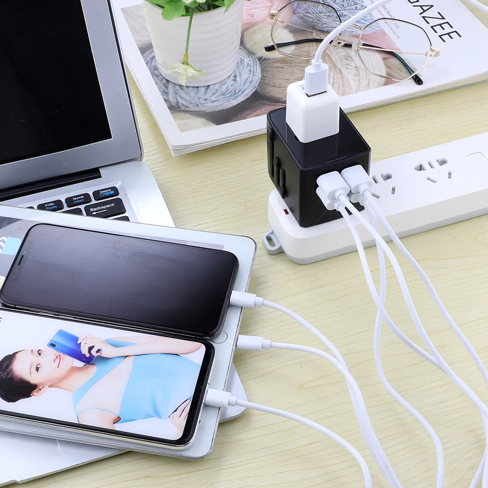 Incarcator Retea Techsuit HHT520 Travel, 15W, 3A, 3 x USB-A - 1 x USB-C, Negru