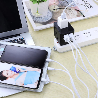 Incarcator Retea Techsuit HHT520 Travel, 15W, 3A, 3 x USB-A - 1 x USB-C, Negru