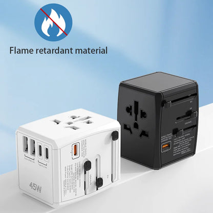 Incarcator Retea Techsuit HHT905 Travel, 45W, 3A, 2 x USB-A - 2 x USB-C, Negru