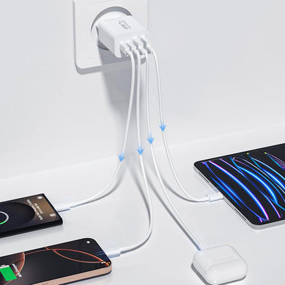 Incarcator Retea Techsuit PowerXQuad CH4, 40W, 3A, 2 x USB-A - 2 x USB-C, Alb
