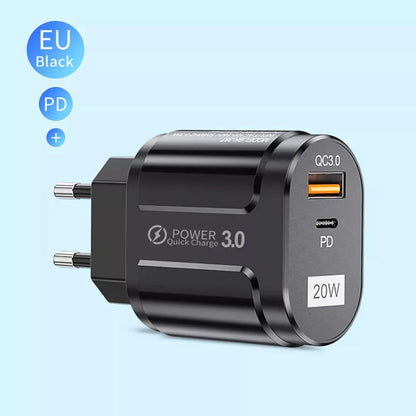 Incarcator Retea Techsuit Premium, 20W, 3A, 1 x USB-A - 1 x USB-C, Alb
