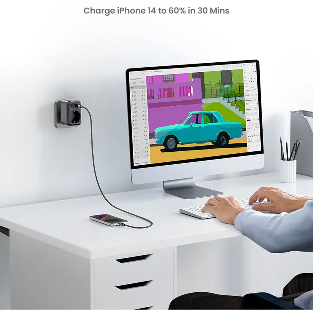 Incarcator Retea UGREEN 15289 US, 30W, 3A, 2 x USB-A - 1 x USB-C - 1 x Schuko, Negru