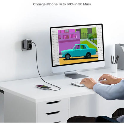 Incarcator Retea UGREEN 15289 US, 30W, 3A, 2 x USB-A - 1 x USB-C - 1 x Schuko, Negru