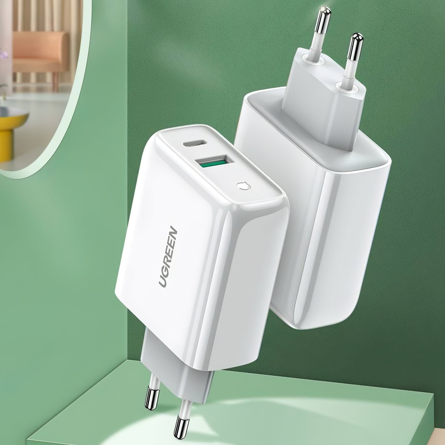 Incarcator Retea UGREEN CD170, 36W, 3A, 1 x USB-A - 1 x USB-C, Alb