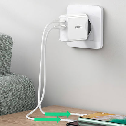 Incarcator Retea UGREEN CD170, 36W, 3A, 1 x USB-A - 1 x USB-C, Alb