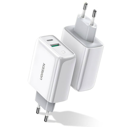 Incarcator Retea UGREEN CD170, 36W, 3A, 1 x USB-A - 1 x USB-C, Alb