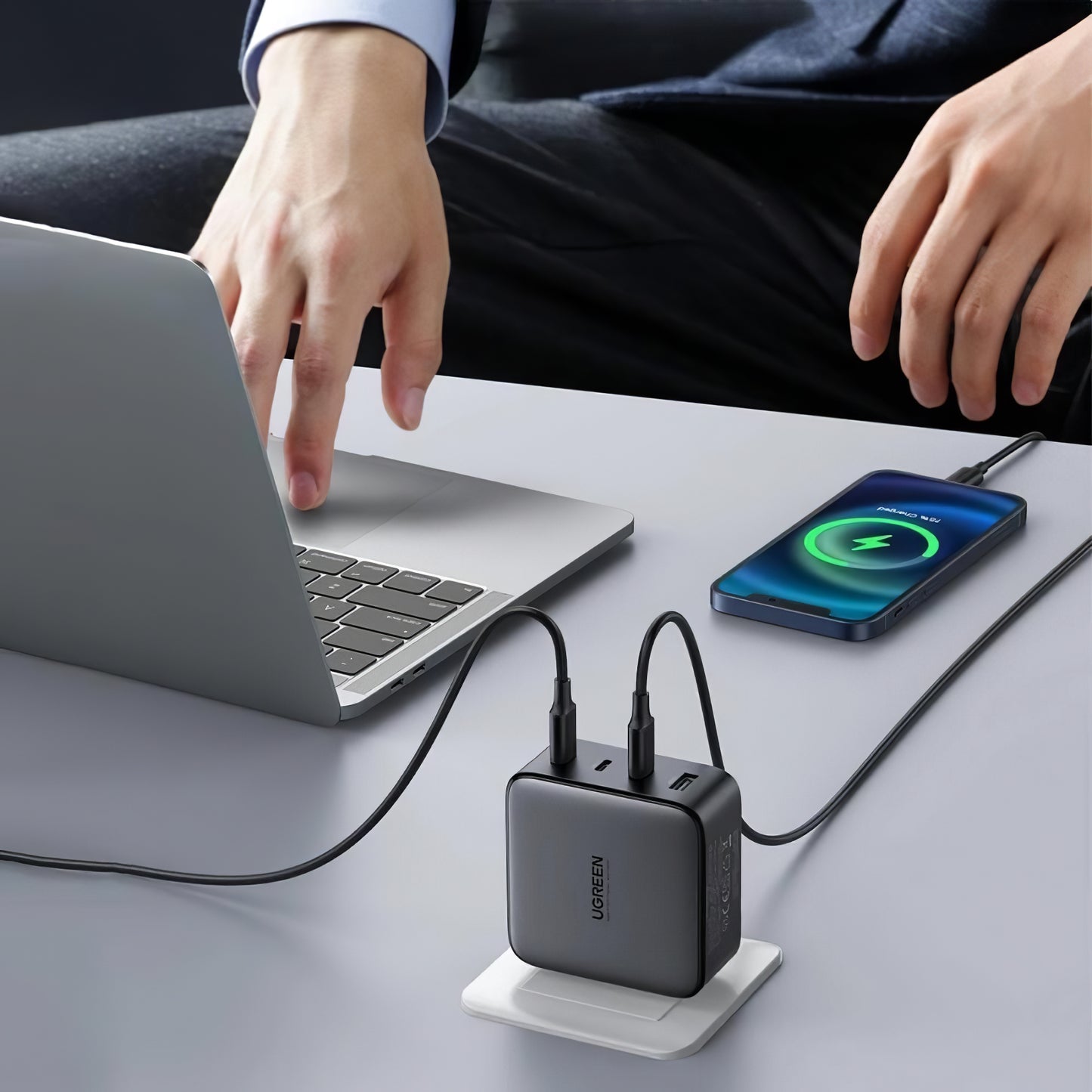 Incarcator Retea UGREEN CD226, 100W, 3A, 1 x USB-A - 3 x USB-C, Negru