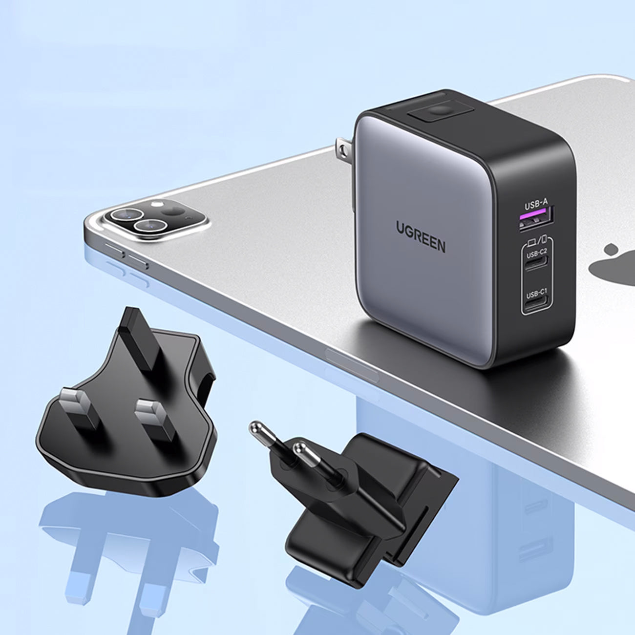 Incarcator Retea UGREEN CD296, 65W, 5A, 1 x USB-A - 2 x USB-C, Gri