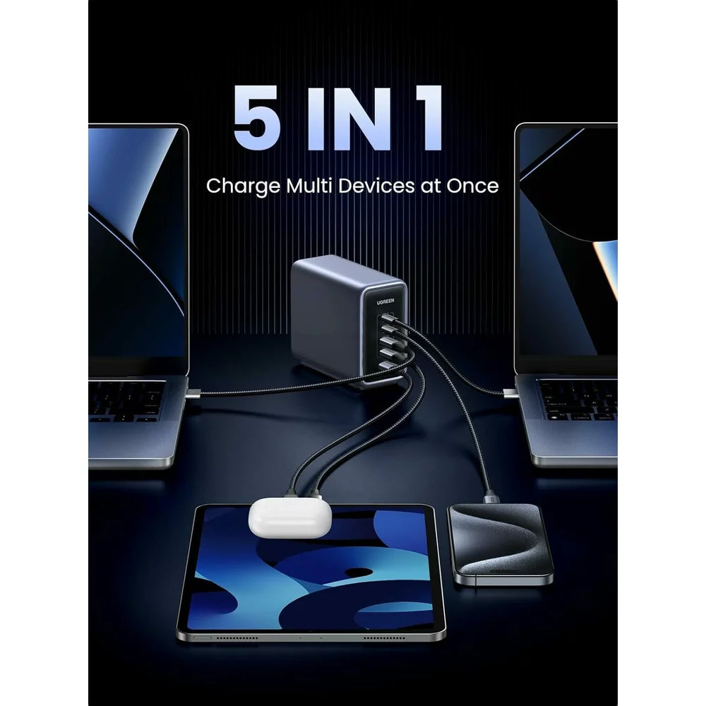 Incarcator Statie UGREEN CD333 Nexode, 300W, 5A, 1 x USB-A - 4 x USB-C, Gri