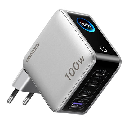 Incarcator Retea UGREEN Nexode Pro X772 (95942B) Display, 100W, 5A, 1 x USB-A - 3 x USB-C, Gri
