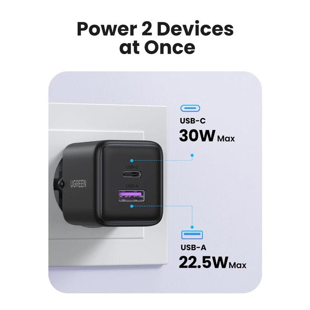 Incarcator Retea UGREEN X516, 30W, 3A, 1 x USB-A - 1 x USB-C, Alb