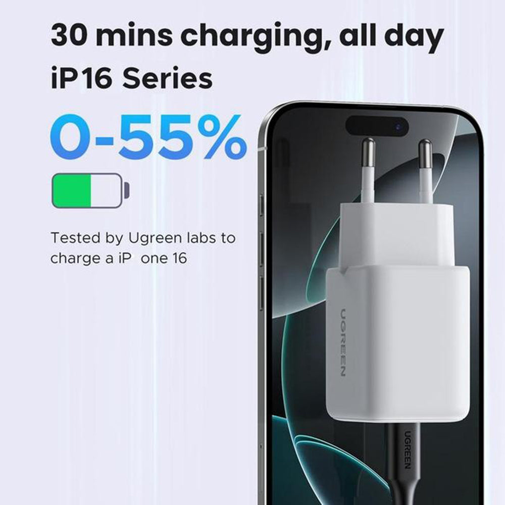 Incarcator Retea UGREEN X516, 30W, 3A, 1 x USB-A - 1 x USB-C, Negru