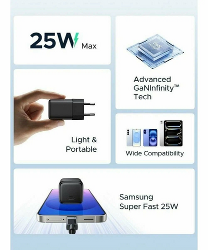 Incarcator Retea UGREEN X517, 25W, 3A, 1 x USB-C, Negru