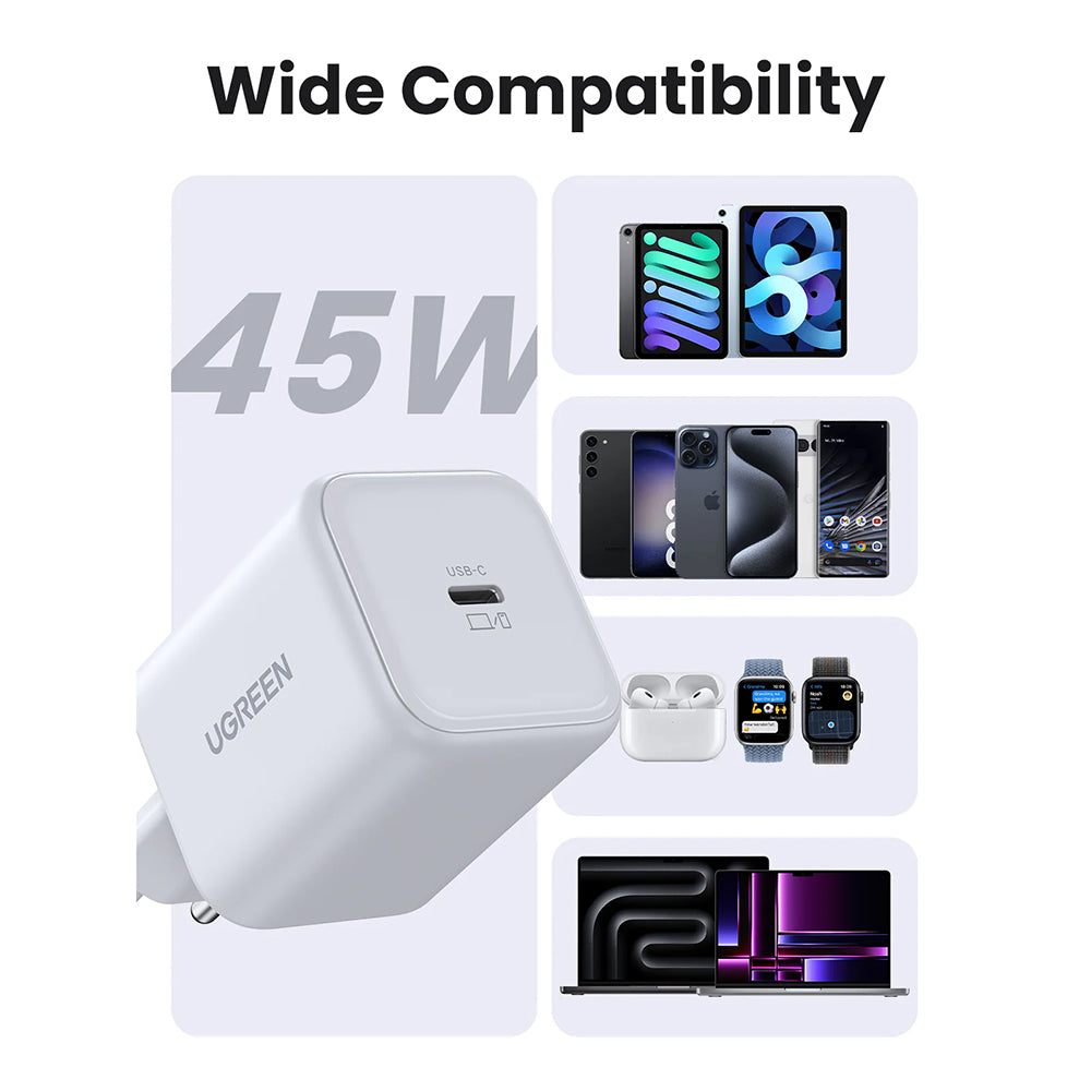 Incarcator Retea UGREEN X524 (65053), 45W, 3A, 1 x USB-C, Alb
