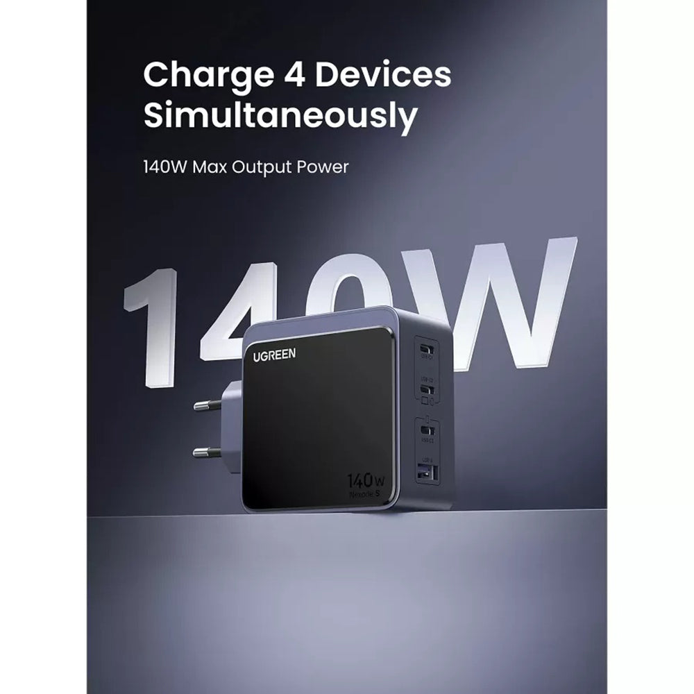 Incarcator Retea UGREEN X570 Nexode S, 140W, 5A, 1 x USB-A - 3 x USB-C, Gri