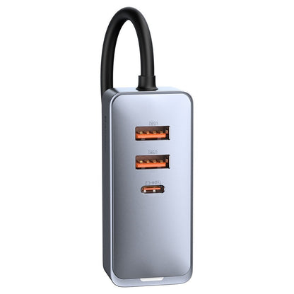 Incarcator Auto Baseus Share Together, 120W, 3A, 2 x USB-A - 2 x USB-C, Gri CCBT-A0G