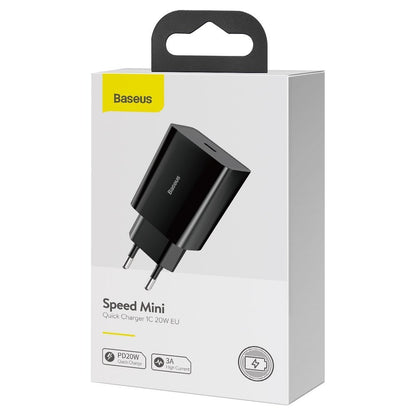 Incarcator Retea Baseus Speed, 20W, 3A, 1 x USB-C, Negru CCFS-SN01