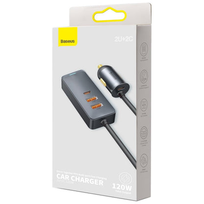 Incarcator Auto Baseus Share Together, 120W, 3A, 2 x USB-A - 2 x USB-C, Gri CCBT-A0G