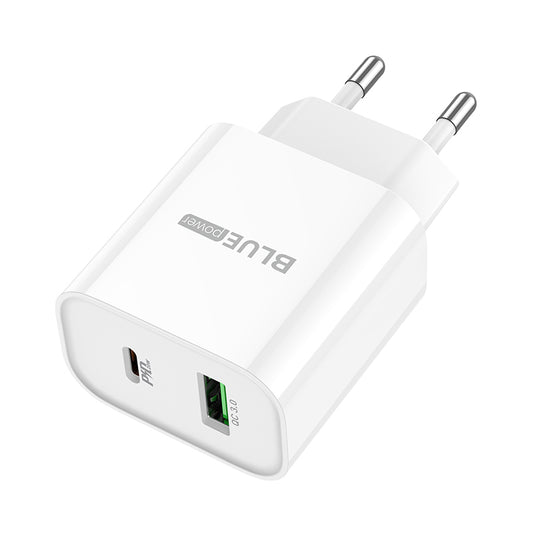 Incarcator Retea BLUE Power BC80A, 20W, 3A, 1 x USB-A - 1 x USB-C, Alb