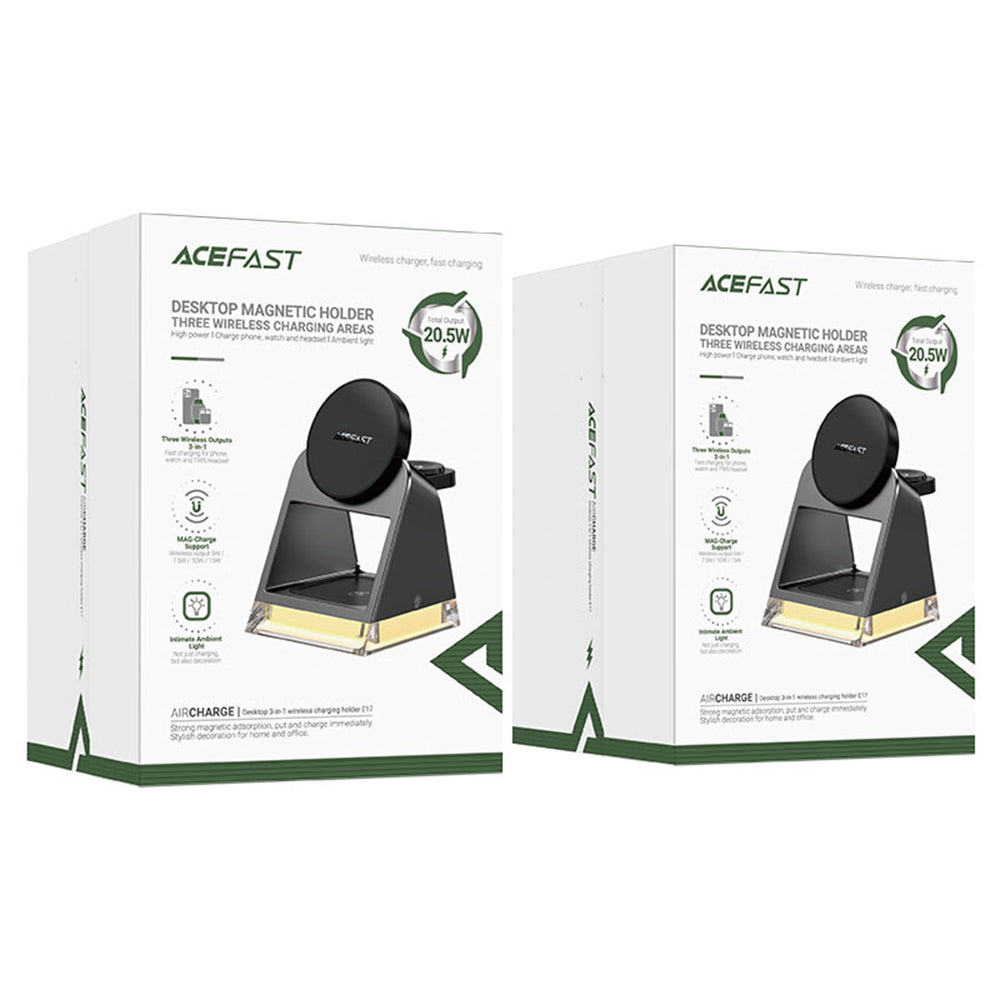 Incarcator Retea Wireless Acefast E17 3in1, 15W, 1.67A, Negru
