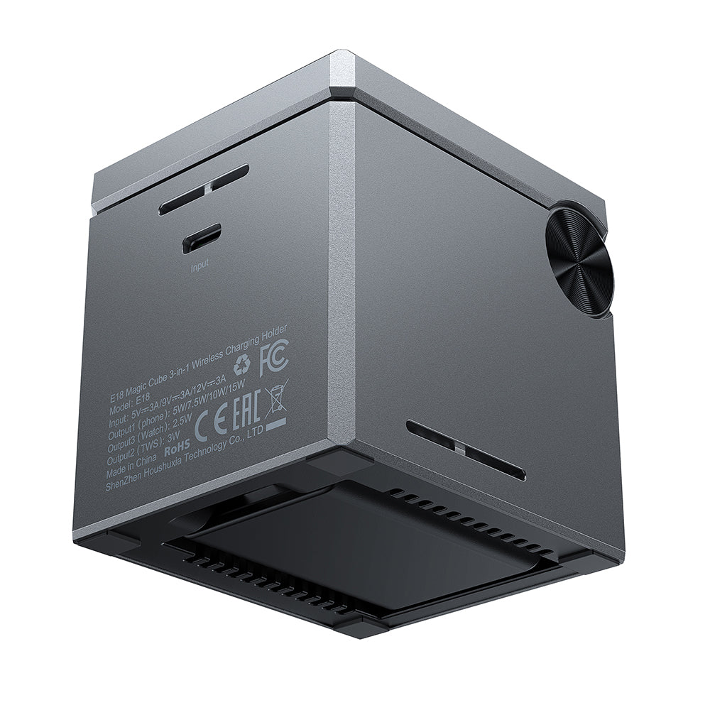 Incarcator Retea Wireless Acefast E18 Rubik's Cube 3in1, 23W, 1.67A, Gri