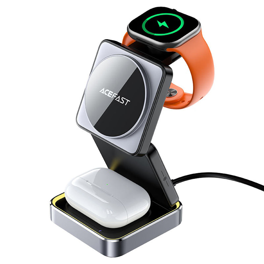 Incarcator Retea Wireless Acefast E21 3in1, 23W, 1.67A, Gri