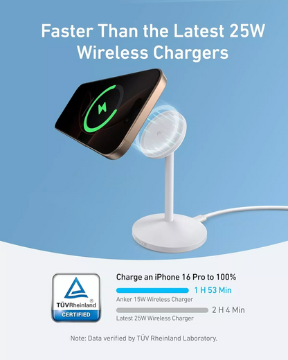 Incarcator Retea Wireless Anker MagGo Stand, 15W, 1.67A, Alb A25X1H21