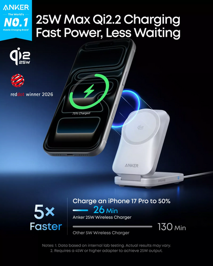 Incarcator Retea Wireless Anker Prime MagGo 3in1, 25W, Alb B25N1G21