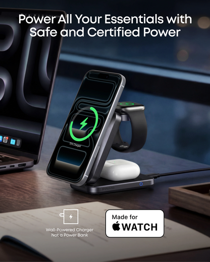 Incarcator Retea Wireless Anker Prime MagGo 3in1, 25W, Negru A25N1