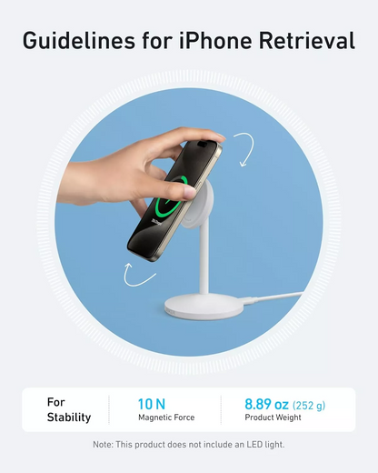 Incarcator Retea Wireless Anker MagGo Stand, 15W, 1.67A, Alb A25X1H21