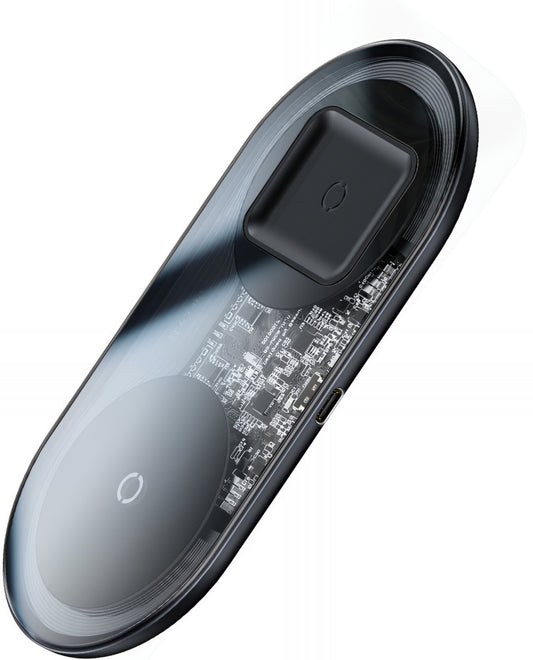 Incarcator Retea Wireless Baseus Simple 2in1, 15W, 1.67A, Transparent WXJK-A01