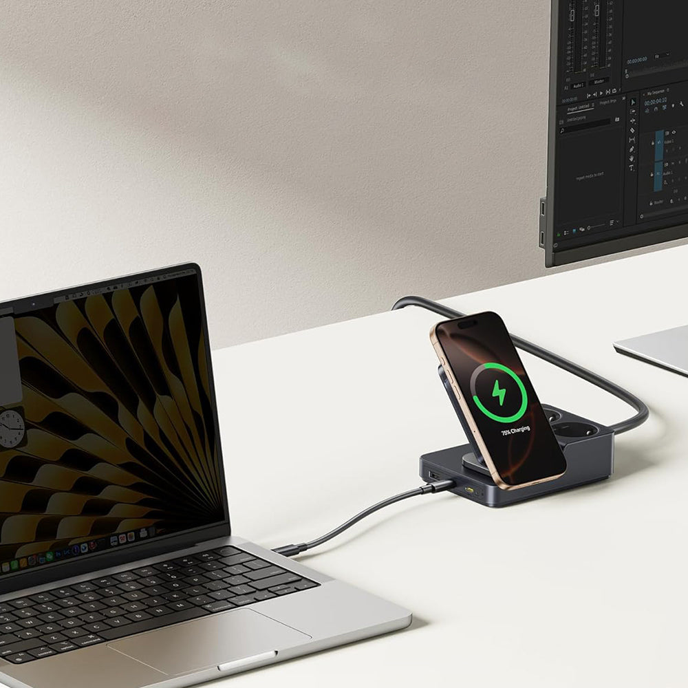 Incarcator Statie Baseus Nomos ND11 QI 6in1, 67W, 3.35A, 1 x USB-A - 2 x USB-C - 2 x Schuko, Negru P80015804213-00