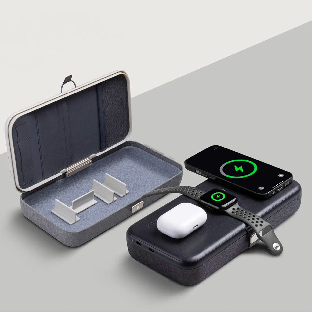 Incarcator Retea Wireless Edizard PowerCube 3in1, 65W, 3.25A, 1 x USB-C, Gri