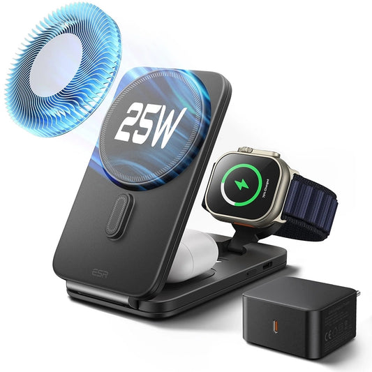 Incarcator Retea Wireless ESR CryoBoost 3in1, 25W, Negru