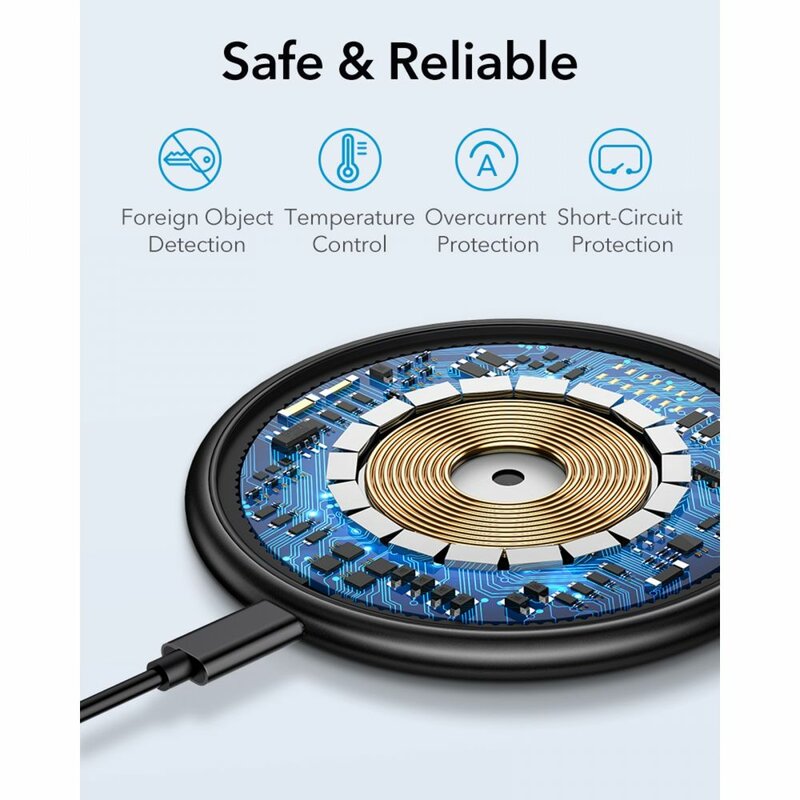 Incarcator Retea Wireless ESR Halolock, 10W, 1.1A, Albastru