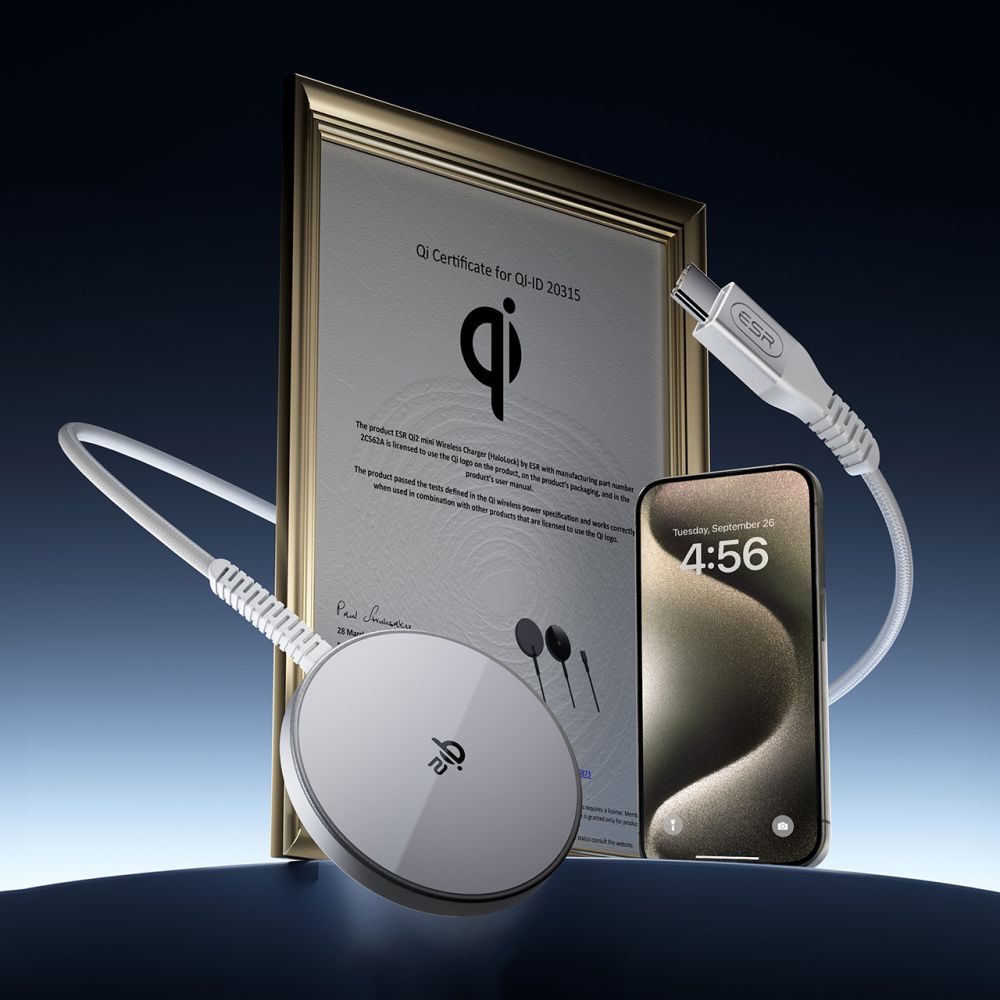 Incarcator Retea Wireless ESR HaloLock, 15W, 1.67A, Argintiu