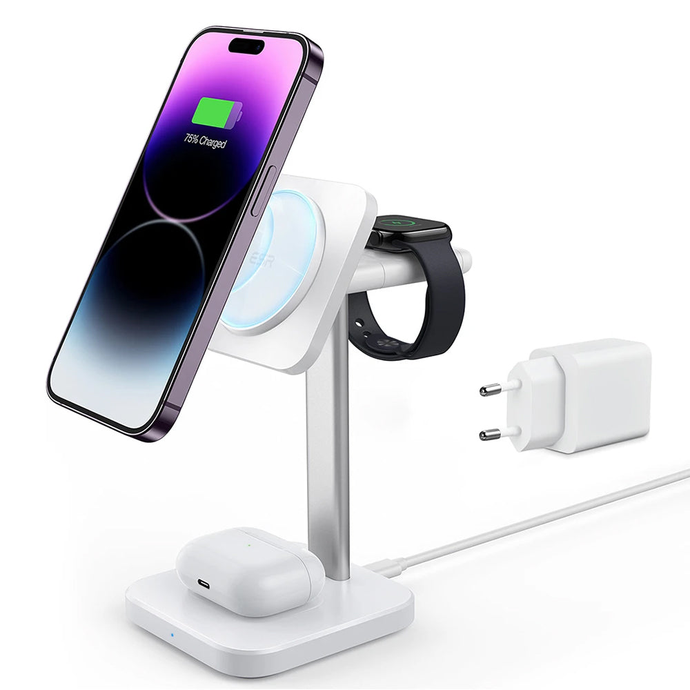 Incarcator Retea Wireless ESR HaloLock 3in1, 15W, 1.67A, Alb