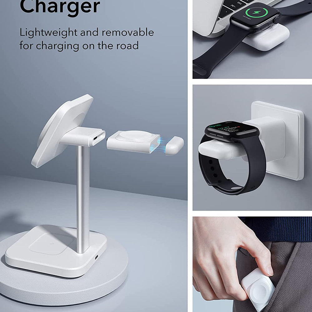 Incarcator Retea Wireless ESR HaloLock 3in1, 15W, 1.67A, Alb