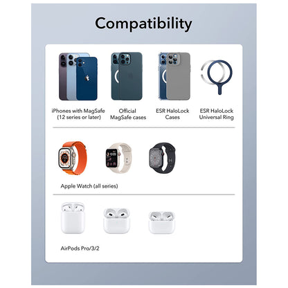 Incarcator Retea Wireless ESR HaloLock 3in1, 15W, 1.67A, Alb