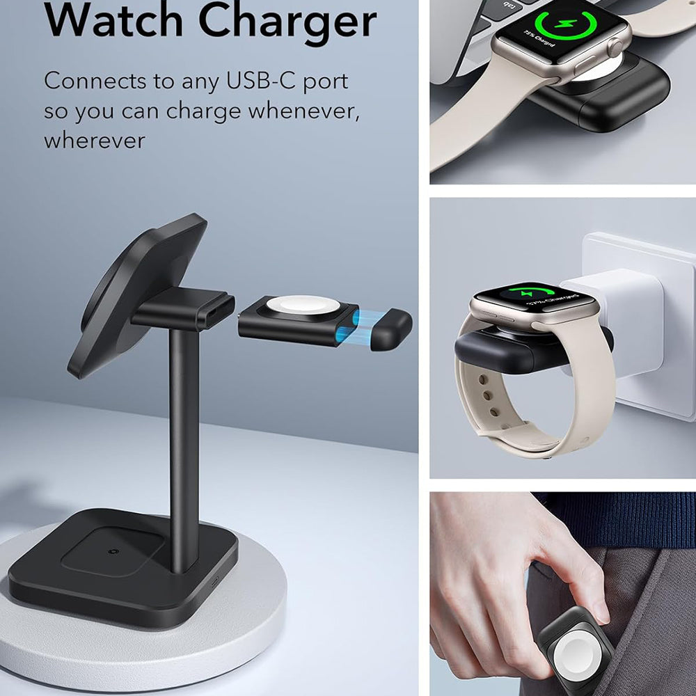 Incarcator Retea Wireless ESR HaloLock 3in1, 15W, 1.67A, Negru