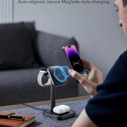 Incarcator Retea Wireless ESR HaloLock 3in1, 15W, 1.67A, Negru