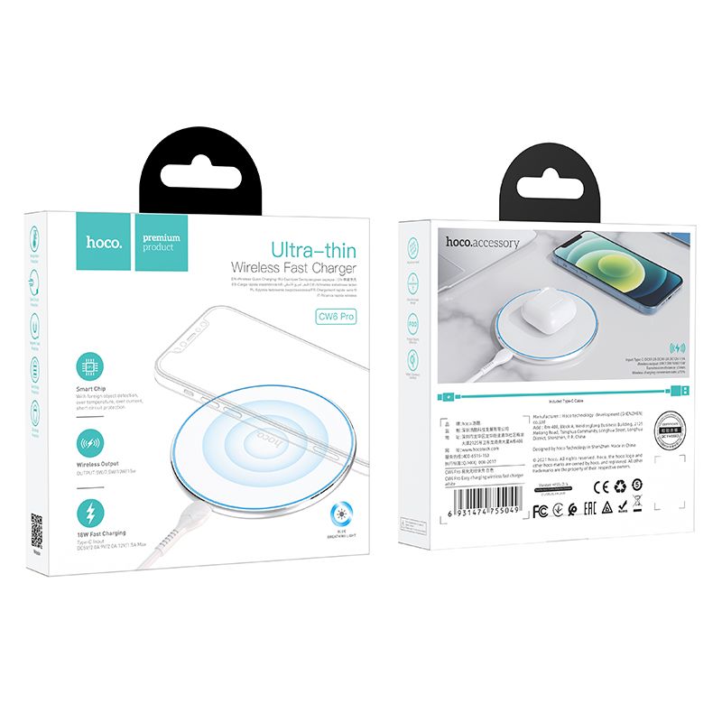 Incarcator Retea Wireless HOCO CW6 Pro, 15W, 1.67A, Alb