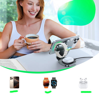 Incarcator Retea Wireless Joyroom JR-W17 3in1, 15W, 1.67A, Negru
