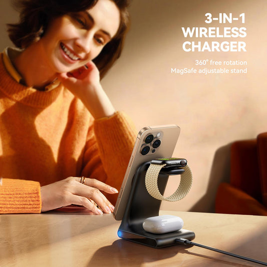 Incarcator Retea Wireless Joyroom JR-W15 3in1, 15W, 1.67A, Negru